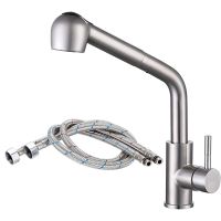 Brushed Nickel Kitchen Faucets Single Hole 360 Degree Swivel Pull Out Kitchen Sink Faucet Mixer 304 Stainless Steel Tap