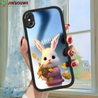 เคสมือถือ Jinsouwe เคส iPhone XS MAX IPhonexsmax สำหรับเด็กผู้หญิงปกหนังกระจกคลุมเต็มรูปแบบลายกระต่ายการ์ตูน