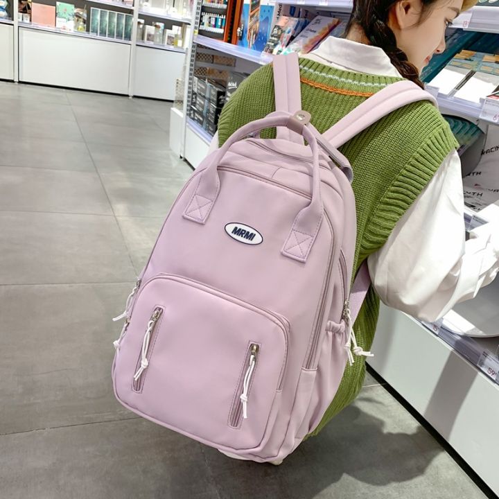 กระเป๋าเป้นักเรียนมัธยมหญิงกระเป๋านักเรียนสไตล์-ins-กระเป๋าเป้สะพายหลังญี่ปุ่นเรียบง่ายเป็นที่นิยมกระเป๋าเป้เดินทางผ้าไนลอนความจุขนาดใหญ่