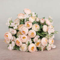 【cw】1 Bunch of 10 Artificial Peony Tea Roses R Imitation Flower Home Wedding Decoration Supplies Fake Greenery Home Decor ！