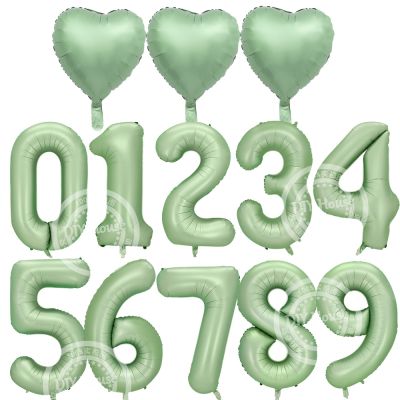 1/2 pcs 40 นิ้ว Vintage สีเขียวจำนวนบอลลูนบอลลูนหัวใจสำหรับ 30 40 50 60 70 Happy Birthday Party ตกแต่ง DIY อุปกรณ์-iewo9238