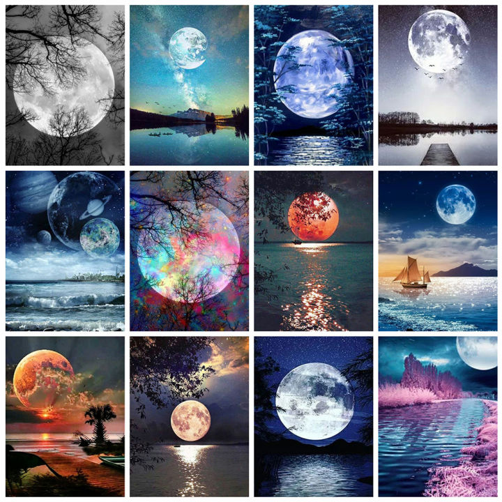 ภาพวาดเพชรเต็มตารางเจาะดวงจันทร์-r-hinestones-รูปภาพเพชรเย็บปักถักร้อยขายทิวทัศน์ปักครอสติโมเสคของขวัญ