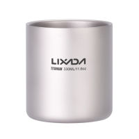 Lixada 330ml Double Wall Titanium Water Cup Coffee Tea Mug for Home Outdoor Camping Hiking Backpacking Picnic