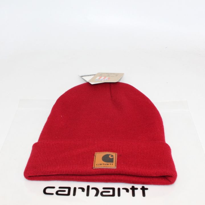 carhartt-หมวกถักนิตติ้งหมวกขนสัตว์ผู้ชายและผู้หญิงตามกระแส-topi-dingin-ดัดลอนสกีอุ่นหมวกทรงพอดี