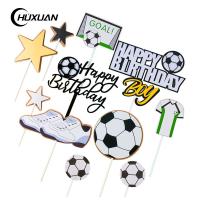 1pc Basketball Football Theme Party Cupcake Topper Happy Birthday Cake Topper Flage For Birthday Party Cake Decors