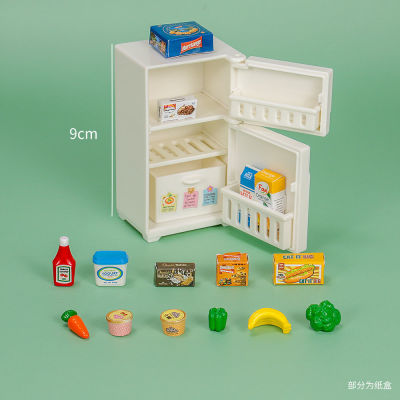 บ้านตุ๊กตาขนาดเล็กครัวตู้เย็นขนาดเล็กของเล่นครอบครัวป่าจำลองอาหารเด็กเล่นบ้านของเล่น