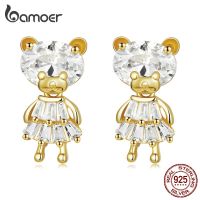 Bamoer 1 Pair 925 Silver Earring Stud Bear Girl Style Fashion Jewellery Gifts For Women Bse540