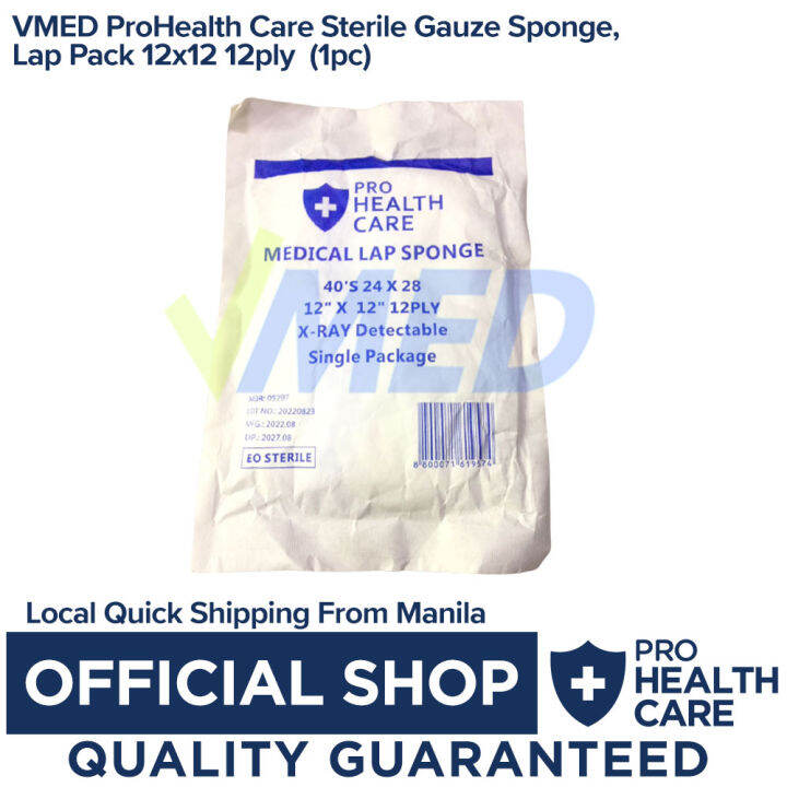 Vmed Prohealth Care Sterile Gauze Sponge, Lap Pack 12x12 12ply (1pc 