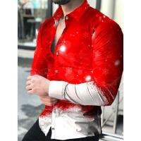 【CW】 Fashion Social Men Shirts Turn-down Collar Buttoned Shirt Designer Snow Print Sleeve Mens Prom Cardigan