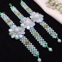 Jadeite ดอกทานตะวันสายข้อมือถักมือเป็นสินค้าธรรมชาติ Jadeite พม่าเครื่องประดับหยกสายรัดข้อมือแบบร้อยลูกปัดทรงกลมเพื่อมอบให้กับแฟน