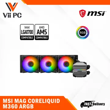  MSI MAG CoreLiquid C360 - AIO ARGB CPU Liquid Cooler - 360mm  Radiator - LGA 1700 Ready - Triple 120mm ARGB PWM Fans ,Black : Electronics