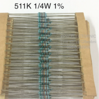 511K 1/4W 1% Resistor ตัวต้านทาน 511กิโลโอห์ม 1/4วัตต์ ค่าความผิดพลาด+-1%  ตัวต้านทาน แบบคาร์บอนฟีล์ม Through Hole Resistor Carbon Film ของแท้นำเข้าไต้หวัน.