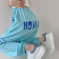 MINGLIUSILI Korean Style Sweatpants New Summer 2021 Fashion Joggers Women Streetwear Casual Letter Print High Waist Pants