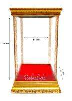 ตู้กระจก ตู้พระ ตู้ครอบคอรบพระ สำหรับพระยืน ขนาดกระจก 14x14x33 ซม. พิ้นกำมะหยี่สีแดง กรอบไม้สีทอง (14x14x33 ซม.)