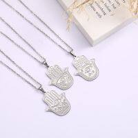 【CW】 SkyrimFatima Hand EvilPendant NecklaceSteelAmuletHamesh Hamsa Chain Necklaces Gift