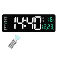 16inch LED Digital Wall Clock- Alarm Clock/Temp/Date/Week/Timer Remote Adjustable for Home/Gym/Office