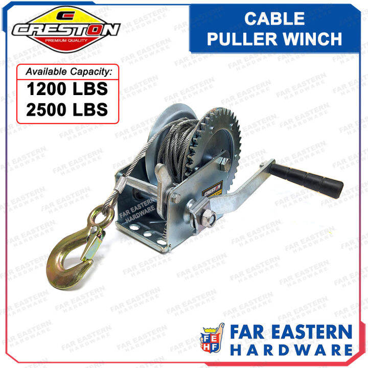 CRESTON Hand Puller Winch Ratcheting Cable 1200lbs 2500lbs CRHT
