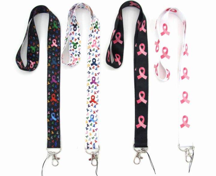 hot-selling-polyester-breast-cancer-logo-cell-phone-neck-lanyard-neck-straps-lanyards-or-smartphone-key-id-card-keychain