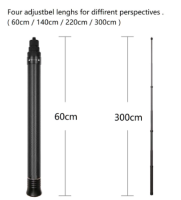 1.5m 3.0m Ultra-Light Carbon Fiber Invisible monopod Selfie Stick For Insta360 ONE X2 ONE R ONE X 2021 Brand New Accessory