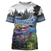 3D fishing print mens t-sleeve short sleeve shirt oversized casual Pullover ale fashion stripping wear