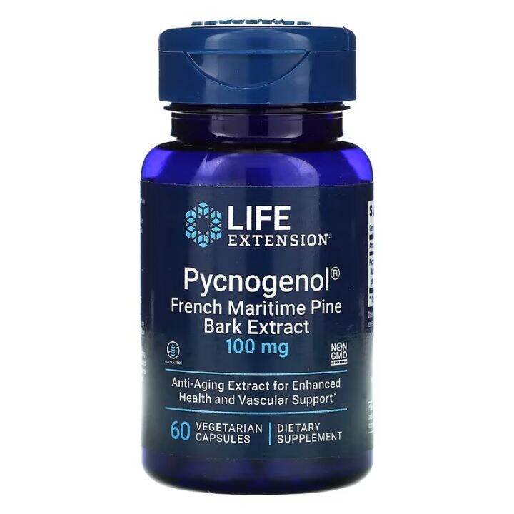 Pycnogenol, French Maritime Pine Bark Extract, 100 mg, 60 Vegetarian