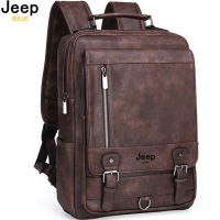 Jeep Buluo แฟชั่นหนังผู้ชายธุรกิจกระเป๋าเป้สะพายหลังชาย15.6 ";