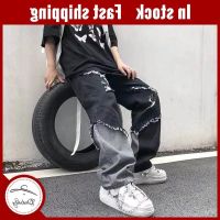 COD IOED95 DaDuHey? American High Street Black Loose Straight Jeans Fashion Brand Wide Leg Hip Hop Versatile Pants