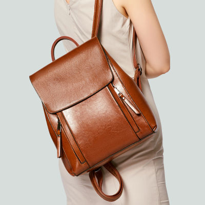 วินเทจหนังแท้กระเป๋าเป้สะพายหลังเป้เดินทางลำลองสำหรับผู้หญิงธุรกิจ Bookbag หรูหราหรูหรากระเป๋าออกแบบแฟชั่นกระเป๋า