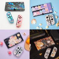 ดอกไม้น่ารักโปร่งใส Hard Case ฝาครอบป้องกันคริสตัลสำหรับ Nintendo Switch Oled Joy-Con Protector Thumb Stick Grip Cap