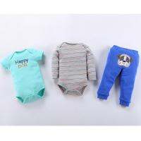 3 Pcs Baby Boy/สาวทารกบริสุทธิ์ชุดจั๊มสูทผ้าฝ้ายกางเกงทรงรอมเปอร์