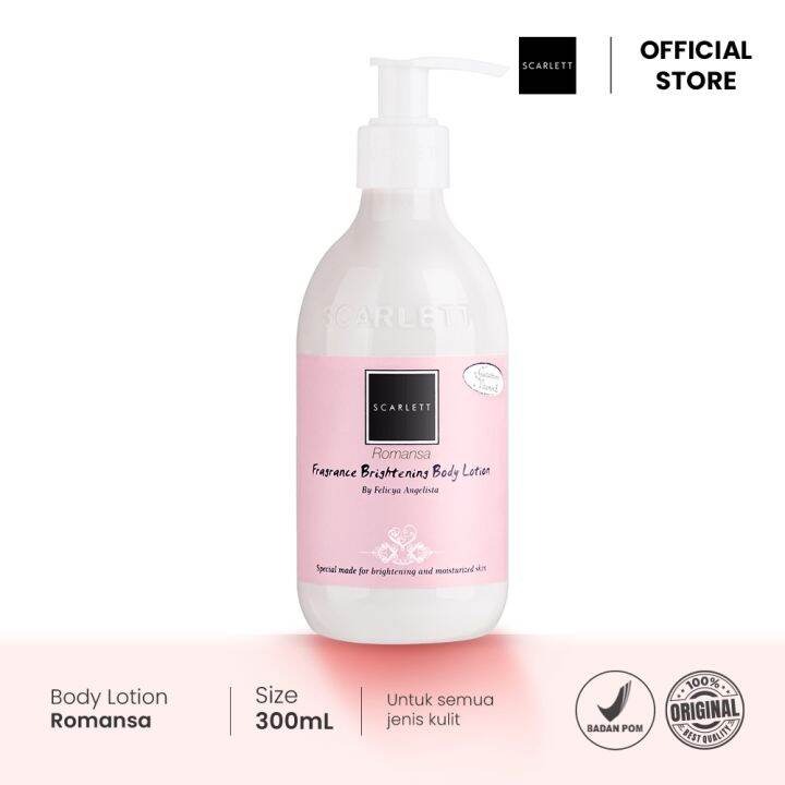 SCARLETT WHITENING Body Lotion Romansa (300ml) Aroma Bunga Fresh Segar