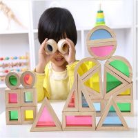 ของเล่น Montessori ไม้สำหรับเด็กชุดของเล่นก่อสร้างตัวต่อการศึกษาการเรียนรู้หลากสีบล็อกตัวต่อรุ้งสำหรับเด็กอายุ2 +