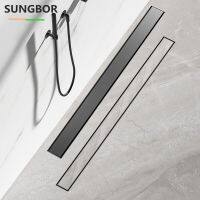 SUNGBOR Invisible Bathroom Floor Drain 20-120CM Square Waste Filter Drainage Anti-odor Shower Drain Strainer Kitchen Accessories  by Hs2023