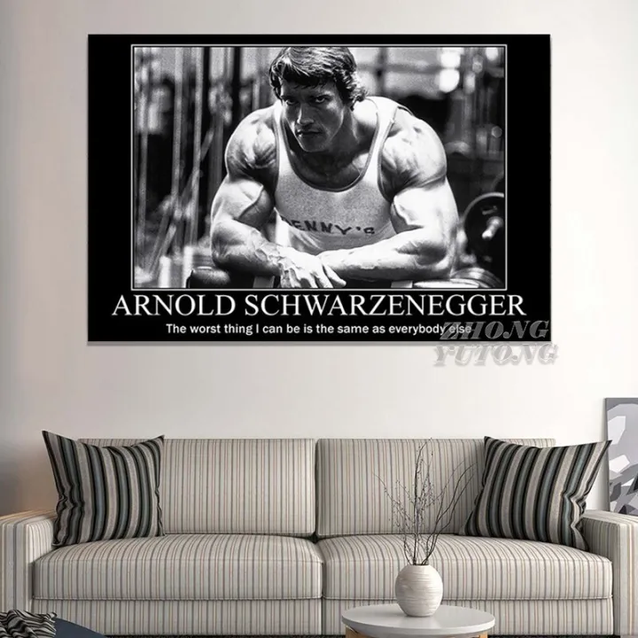 Arnold Schwarzenegger Bodybuilding Motivational Quote Canvas Poster HD
