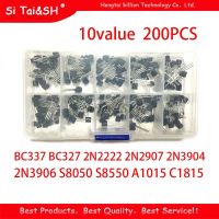 10value 200PCS BC337 BC327 2N2222 2N2907 2N3904 2N3906 S8050 S8550 A1015 C1815 Transistor Assortment Kit Transistors Box Pack