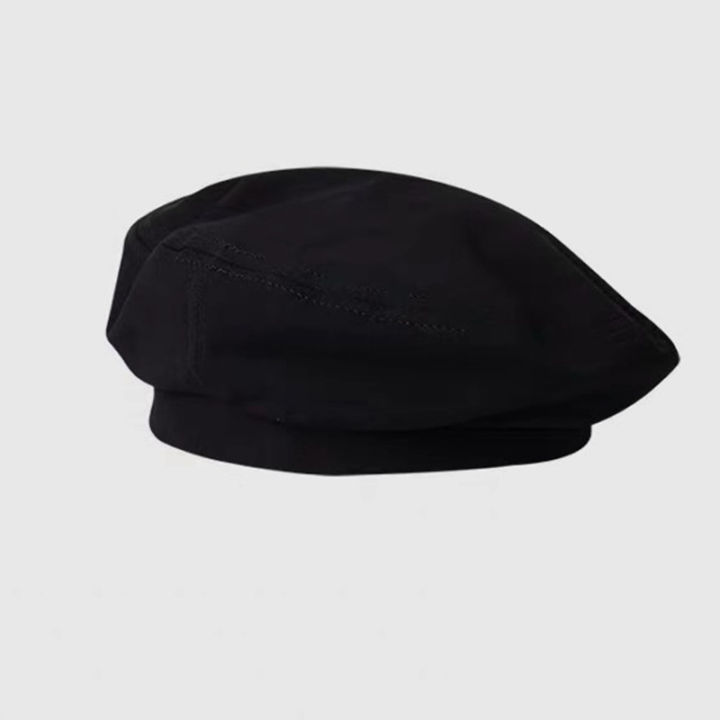 lady-sugar-หมวกเบเร่ต์ผู้หญิงผ้าฝ้ายหมวกทรงทหาร-atasan-motif-kotak-kotak-ฝรั่งเศสแนวสตรีทหมวกช่างสีฤดูใบไม้ร่วง