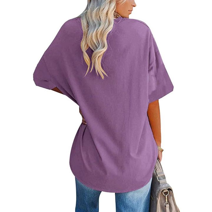 เสื้อยืดผู้หญิงขนาดพิเศษเสื้อยืดขนาดใหญ่ฤดูร้อนแขนสั้นเสื้อทูนิกหลวม