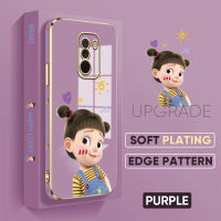 เคส PMP สำหรับ Xiaomi MI Pocophone F1ฟรีสายคล้อง + การ์ตูนน่ารักรูปแบบขอบสี่เหลี่ยมมีความสุขสาวๆปลอกชุบเคสโทรศัพท์หรูหราชุบเคสโทรศัพท์นิ่ม