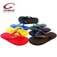 ?GAMBOL GM71052 รองเท้าแตะผู้หญิง ฟองน้ำสีพื้นสดใส พื้นหนานิ่มใส่สบาย ไซส์ 9.5-11 สี ดำ ฟ้า กรม แดง เขียว moontree