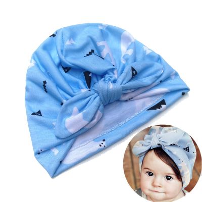 [COD] European and baby baotou hat knotted pullover printed rabbit ears Indonesian childrens polyester