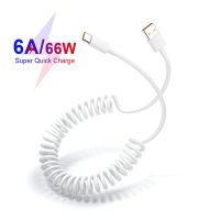 HOT weime428 - / 66วัตต์6A ฤดูใบไม้ผลิสาย USB ซูเปอร์ด่วนชาร์จ Micro Usb Type C สายเคเบิลข้อมูลสำหรับ Xiaomi Poco ซัมซุงหัวเว่ย Mate 40 iPhone 13 Pro