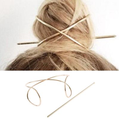 【CW】 Fashion Hair Stick Boho Irregular Accessories Gold Color Shaped Bun Holder Pins for Hairwear Jewelry H040