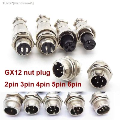 ❖❆✲ GX12 Male Female Socket Plug Wire Panel 12mm Connector 2/3/4/5/6 Pin core Circular Aviation cable power adapter Nut Type K5