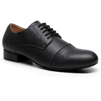 Men Black Geniune Leather Ballroom Dance Shoes Suede Leather Bachata Salsa Tango Shoes Man Lace Up Latin Shoes 2.5cm Heel