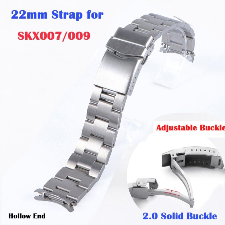 Vòng Đeo Tay 22Mm Cho Seiko SKX007 SKX009 Phụ Kiện Đồng Hồ Nam Dây Cong  Oyster Dây Đeo Bằng Thép Không Gỉ Khóa Chắc Chắn Dày  