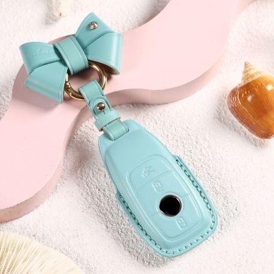 Luxury Car Key Case Cover Leather Women Keychain Holder Keyring Pouch Fob Shell for Mercedes Benz C260L E200L E300 C260 C200L