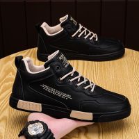 COD DSGRTYRTUTYIY Ready Stock Fashion mens sneakers High-Top Mens Shoes Leather Surface Waterproof Large Size Lace-Up Student Board Fashionable Desi