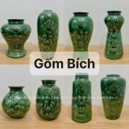 Bình Hoa Lọ Hoa Nhiều Mẫu Màu Xanh Ngọc Khắc Hoa Sen Nổi Gốm Sứ Bát Tràng