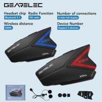 GEARELEC X3 Pro Motorcycle Intercom Helmet Headset 2 Riders 500m Bluetooth 5.1 Communication With Voice Control FM Radio Lights