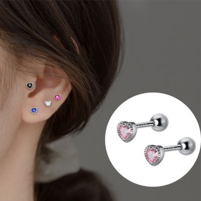 Elegant Miniature Ear Screws Trendy Small-sized Earrings Simple Screw Ear Jewelry Delicate Love Ear Studs Tiny Sterling Silver Ear Studs
